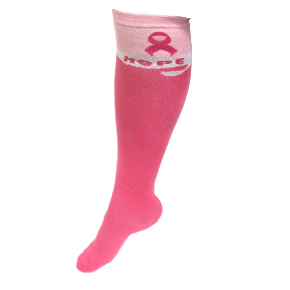 4 Pairs Ladies Performance Breast Cancer Awareness Socks Pink Ribbon Support New