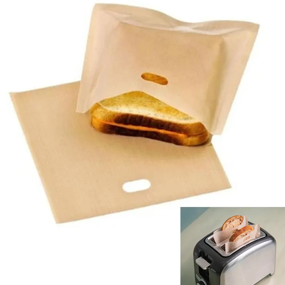 4X Reusable Toaster Bags Non Stick Heat-Resistant Grilled Sandwich Toast Pockets