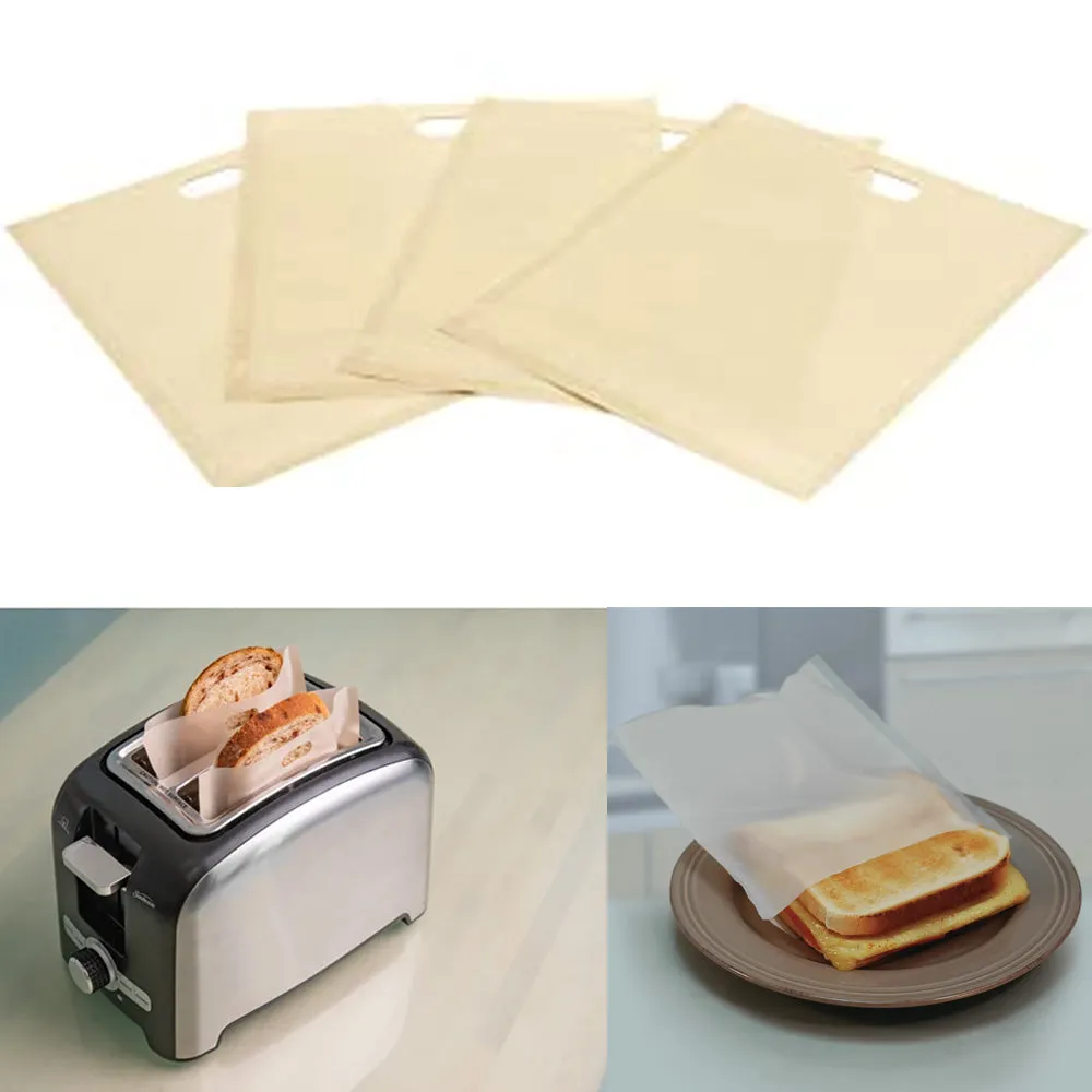 4X Reusable Toaster Bags Non Stick Heat-Resistant Grilled Sandwich Toast Pockets