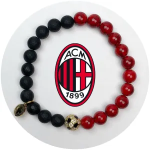 AC Milan Mens Matte Black Onyx and Red Howlite with Pav Soccer Ball