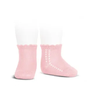 Baby Pink Ankle Open Weave Spanish Socks