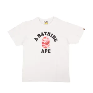 Bape Cotton Camo Ape Logo Short Sleeve T-Shirt - White/Pink