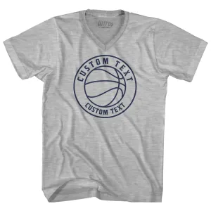 Basketball Custom Text Adult Cotton V-neck T-shirt