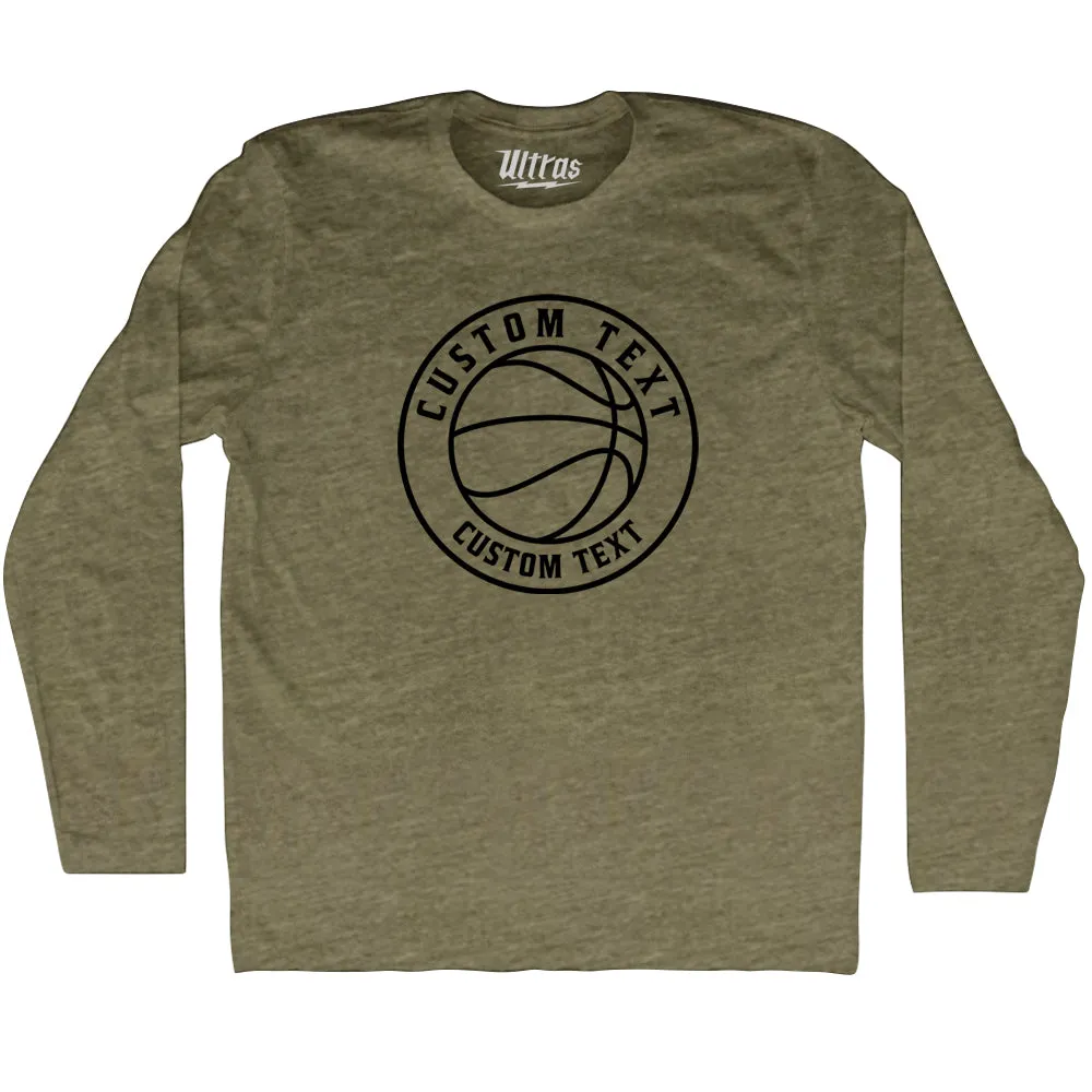 Basketball Custom Text Adult Tri-Blend Long Sleeve T-shirt