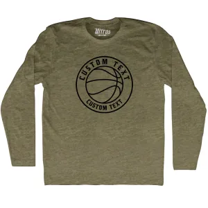 Basketball Custom Text Adult Tri-Blend Long Sleeve T-shirt