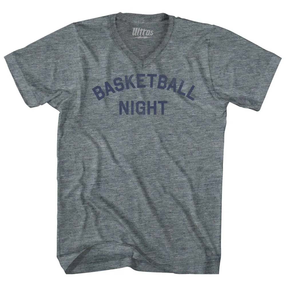 Basketball Night Tri-Blend V-neck Womens Junior Cut T-shirt