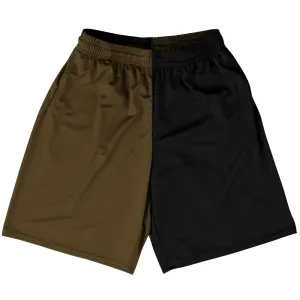 Brown Dark And Black Quad Color Basketball Practice Shorts Made In USA