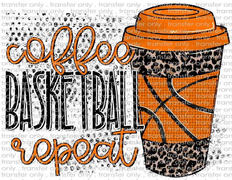 Coffee Basketball Repeat - Waterslide, Sublimation Transfers