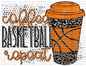 Coffee Basketball Repeat - Waterslide, Sublimation Transfers