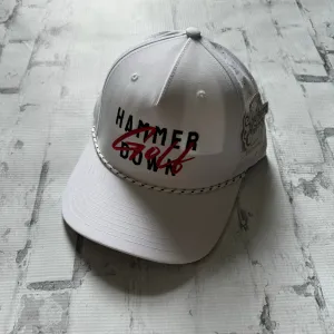 Hammer Down “Golf Strike" Hat - White with White Rope