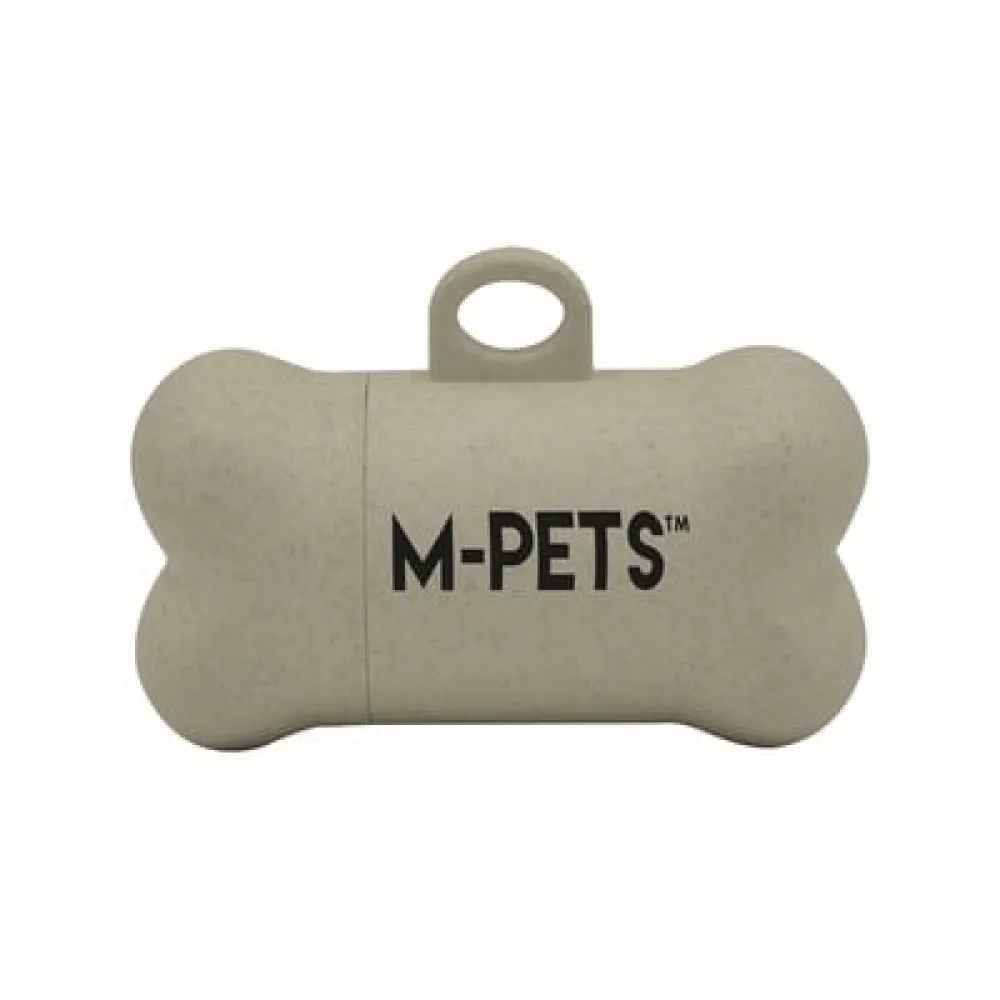 M Pets Poo Bamboo Waste Bag Dispenser with Natural Vegetable Base Waste Bags (Beige)