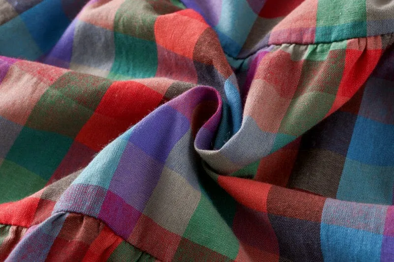 Rainbow Plaid Casual Slip Dress