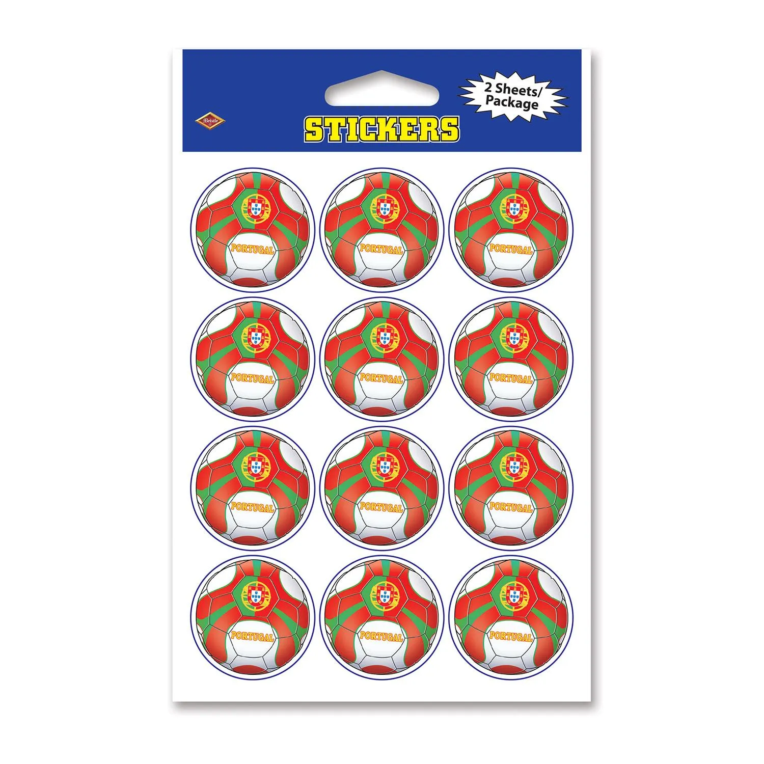 Soccer Party Stickers - Portugal (2 Sheets per Package)