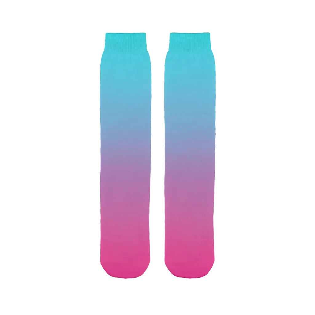 Teal Blue Faded to Hot Pink Tube Socks
