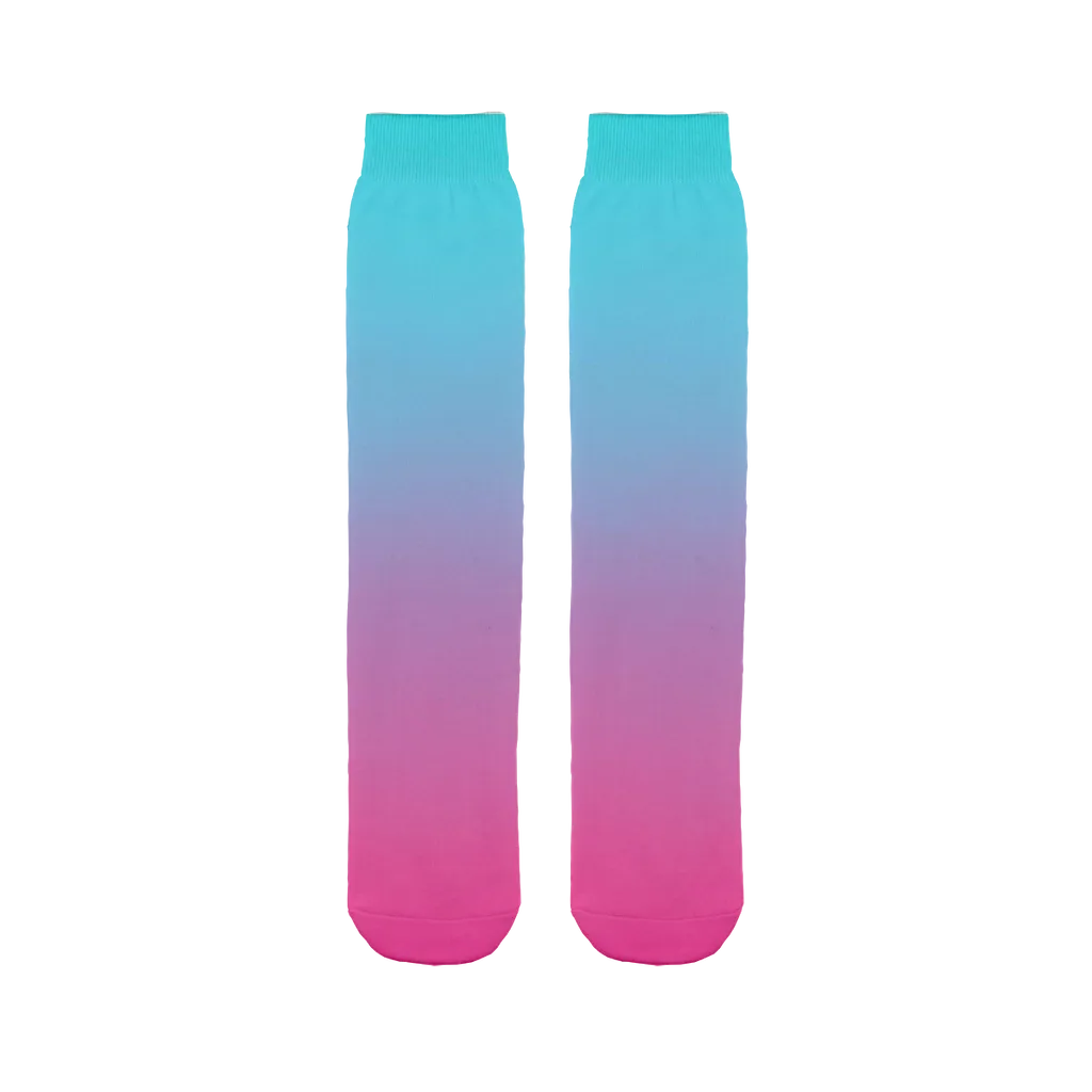 Teal Blue Faded to Hot Pink Tube Socks